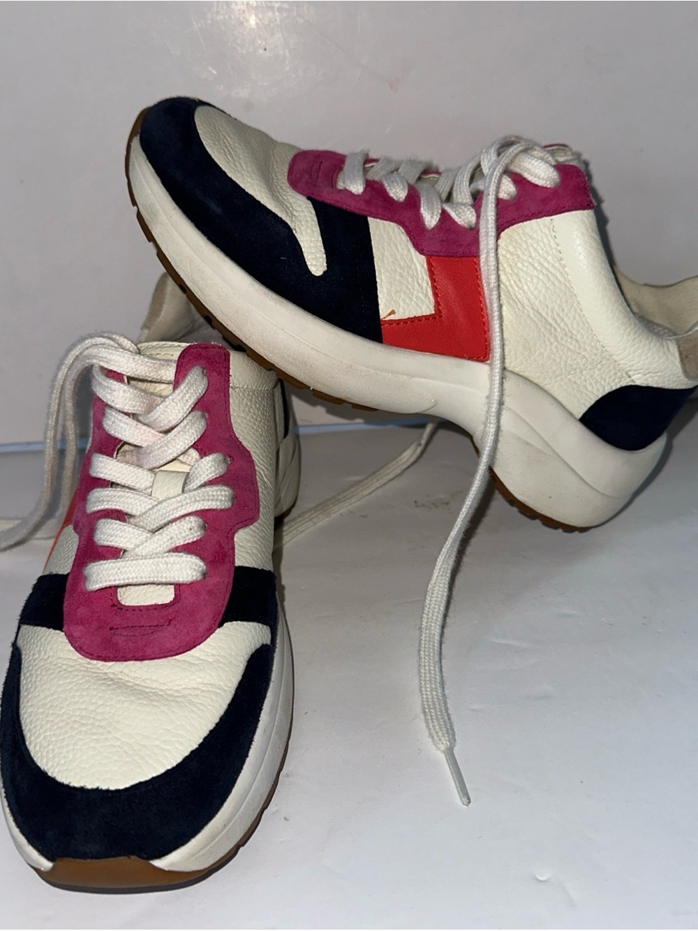 Rylee Cream Leather Sneakers Size 5